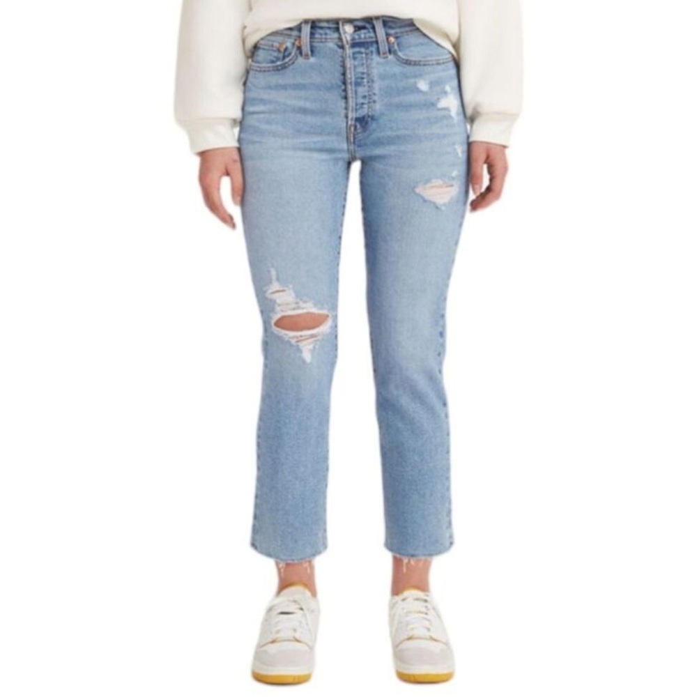 NWT Levi's Women's Wedgie Straight Distressed Ripped Jeans 29 x 28 90’s‎ Preppy